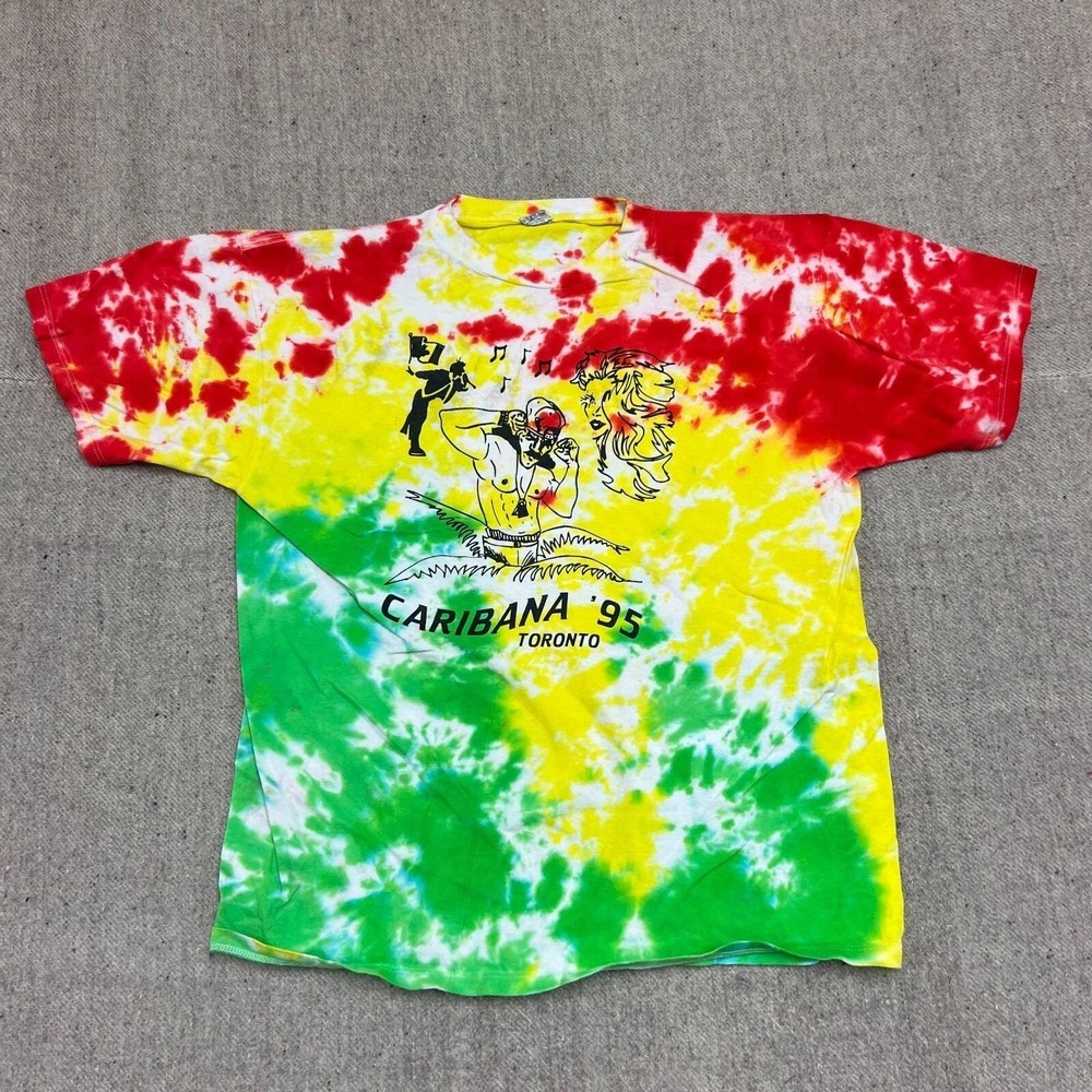 Vintage Caribana Toronto Shirt Mens XL Green 1995 Tie Dye